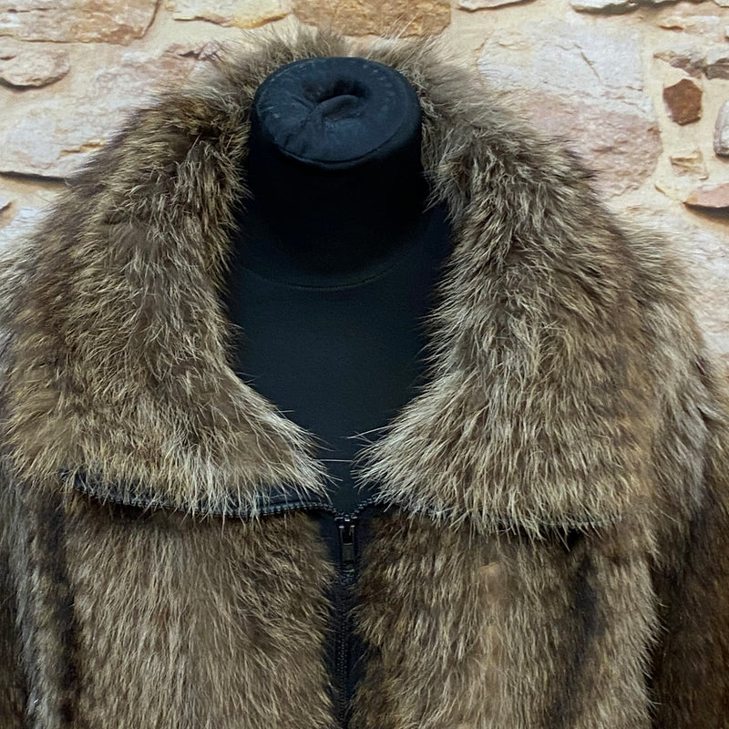 Upcycelte Pelzjacke Waschbär– Exklusives Unikat Gr.M