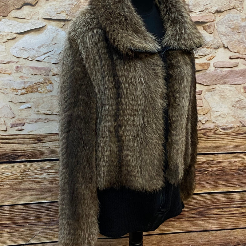 Upcycelte Pelzjacke Waschbär– Exklusives Unikat Gr.M
