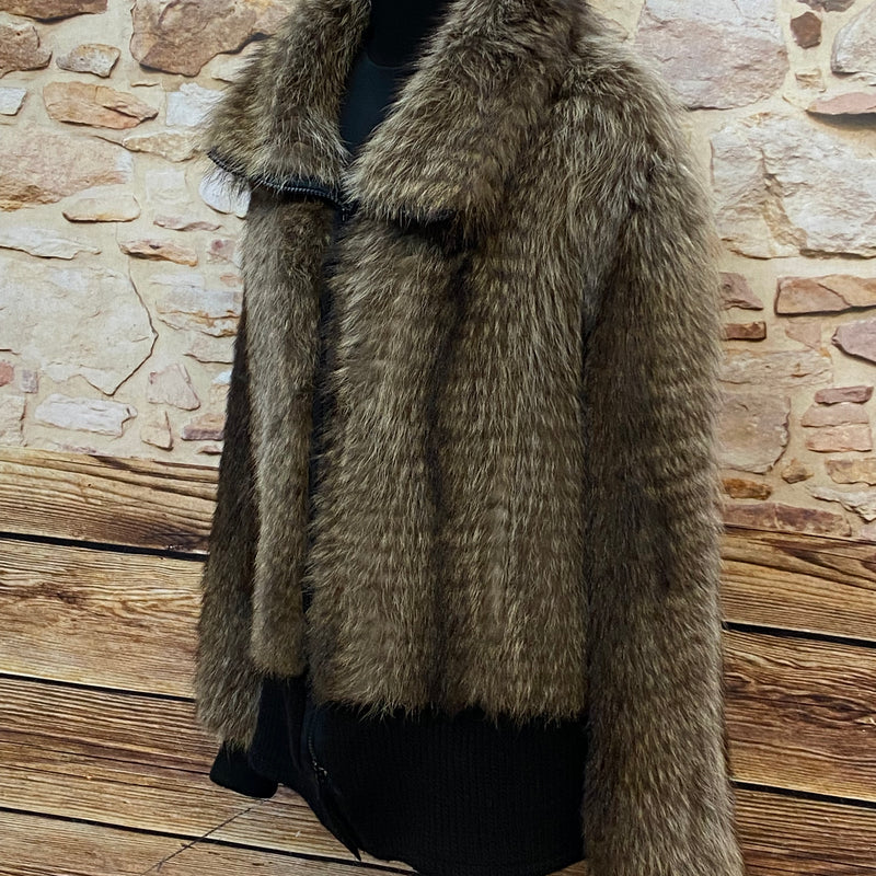 Upcycelte Pelzjacke Waschbär– Exklusives Unikat Gr.M