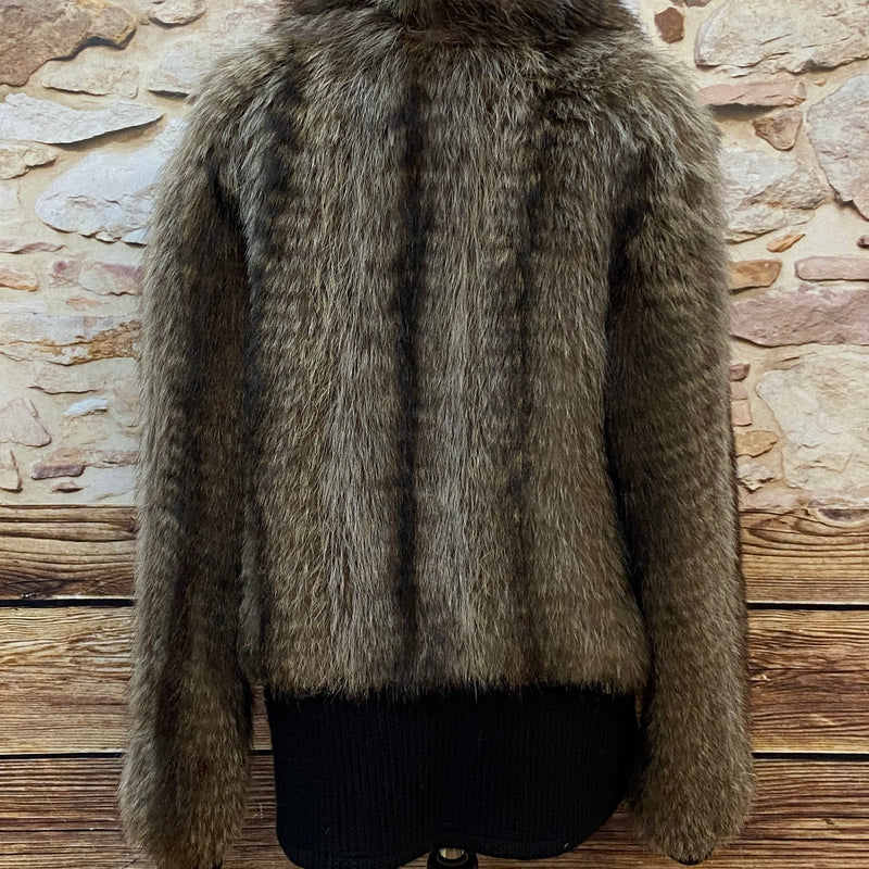 Upcycelte Pelzjacke Waschbär– Exklusives Unikat Gr.M