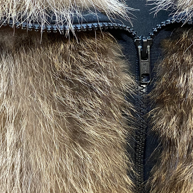 Upcycelte Pelzjacke Waschbär– Exklusives Unikat Gr.M