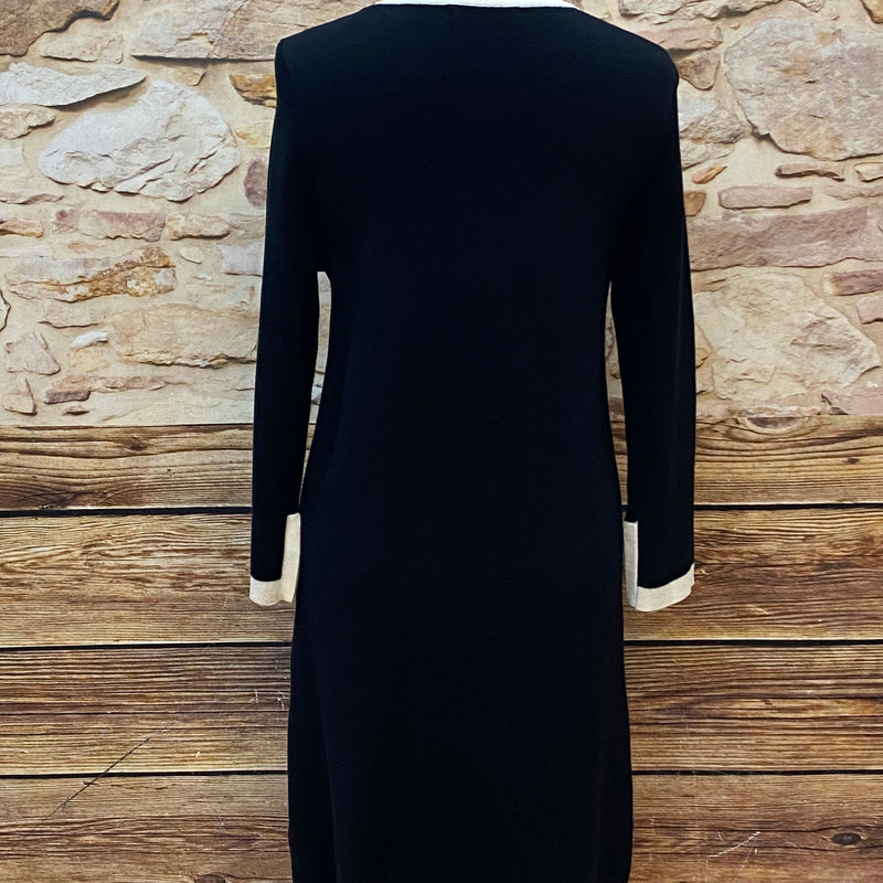 Elegantes Strickkleid in Dunkelblau, Maritim-Look, Größe M