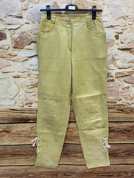 „Petressa Damen Lederhose Gr. 40 lang in Beige aus 100% Leder“