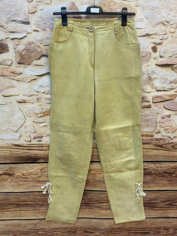 „Petressa Damen Lederhose Gr. 40 lang in Beige aus 100% Leder“