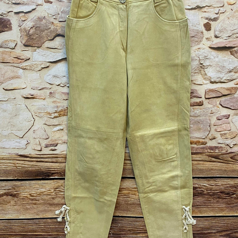 „Petressa Damen Lederhose Gr. 40 lang in Beige aus 100% Leder“