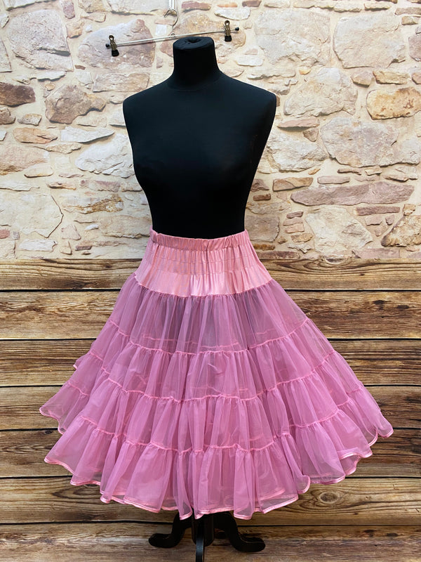„Rosa Malco Modes Petticoat auf Schneiderpuppe, tellerweit und zweilagig, Größe 36–40“