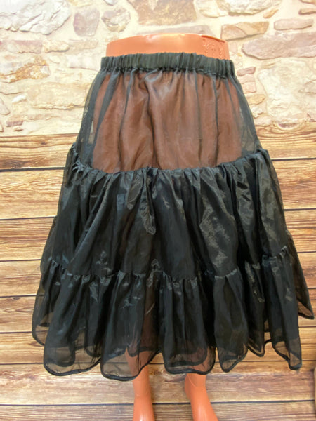 Vintage-Petticoat in Schwarz, Zweilagig – Größe L