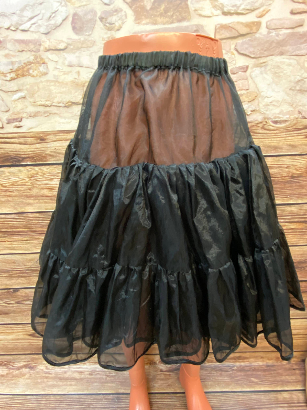 Vintage-Petticoat in Schwarz, Zweilagig – Größe L