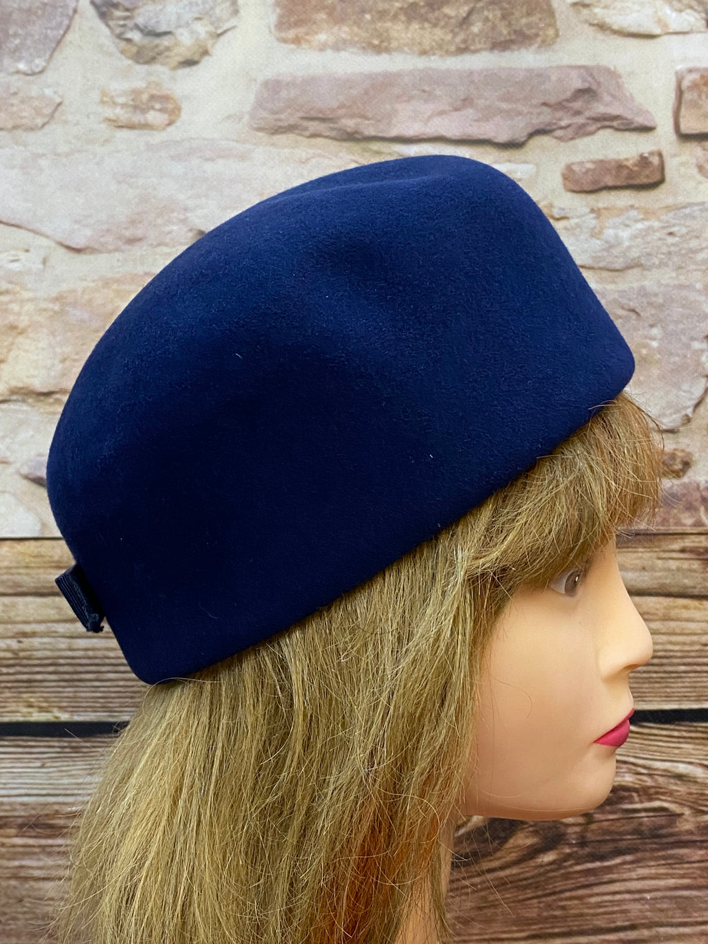 Hochwertiger Damen Hut Pillbox-Hut Vintage blau