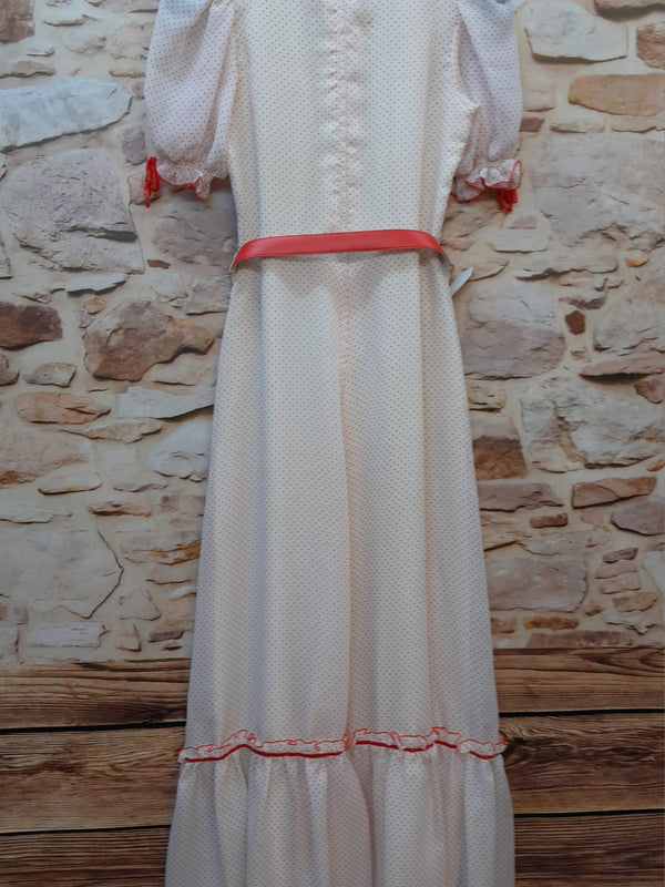 Vintage Polka-Dot Kleid mit Rüschen, weiß/rot Gr.38