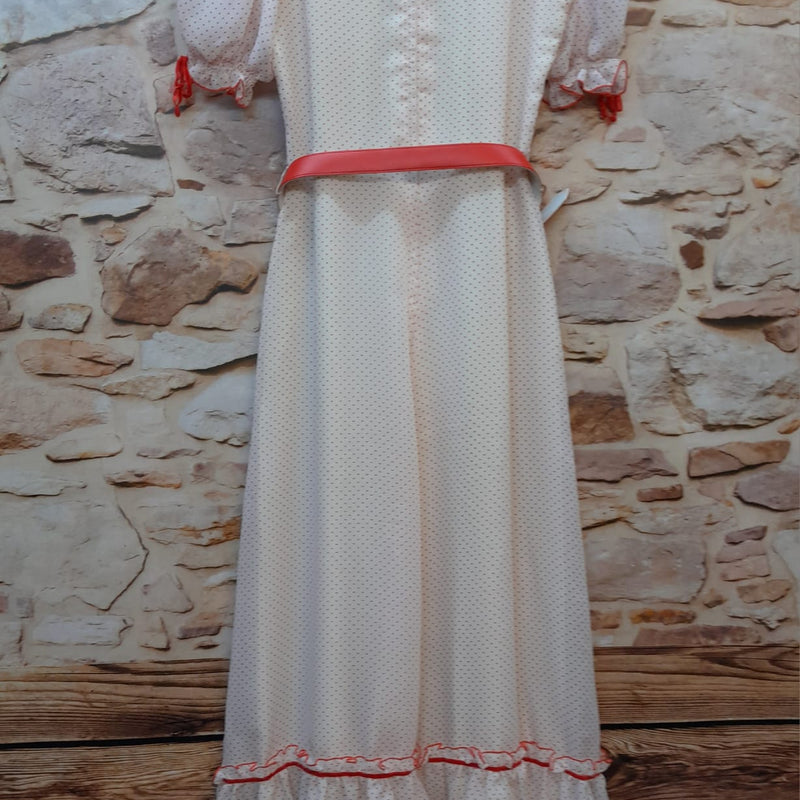 Vintage Polka-Dot Kleid mit Rüschen, weiß/rot Gr.38