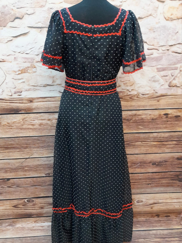 Vintage Polka-Dot Kleid mit roten Akzenten Gr.36
