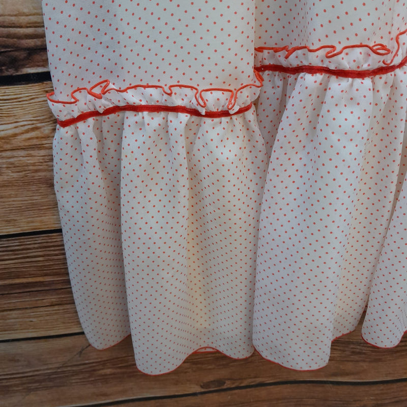 Vintage Polka-Dot Kleid mit Rüschen, weiß/rot Gr.38