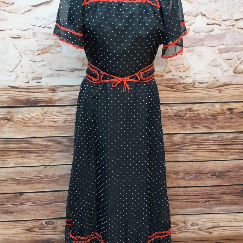 Vintage Polka-Dot Kleid mit roten Akzenten Gr.36