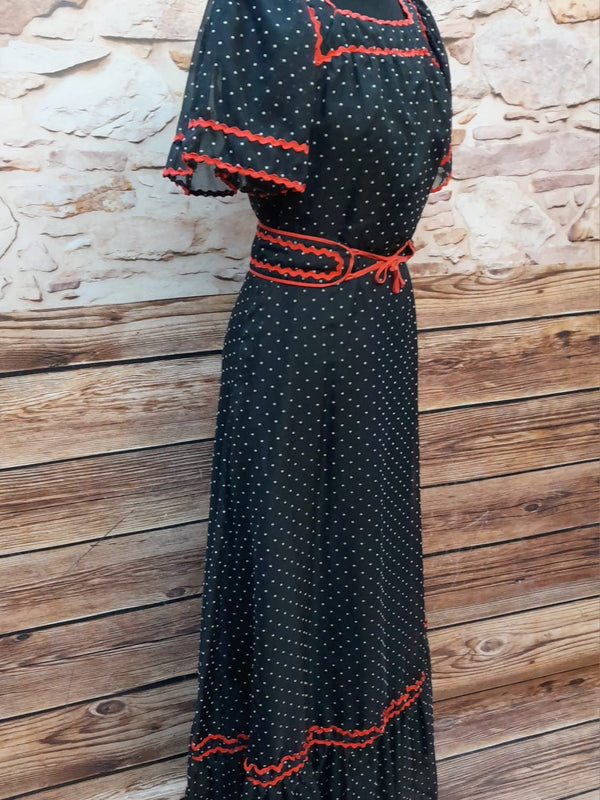 Vintage Polka-Dot Kleid mit roten Akzenten Gr.36