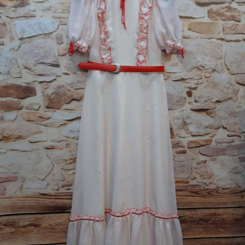 Vintage Polka-Dot Kleid mit Rüschen, weiß/rot Gr.38