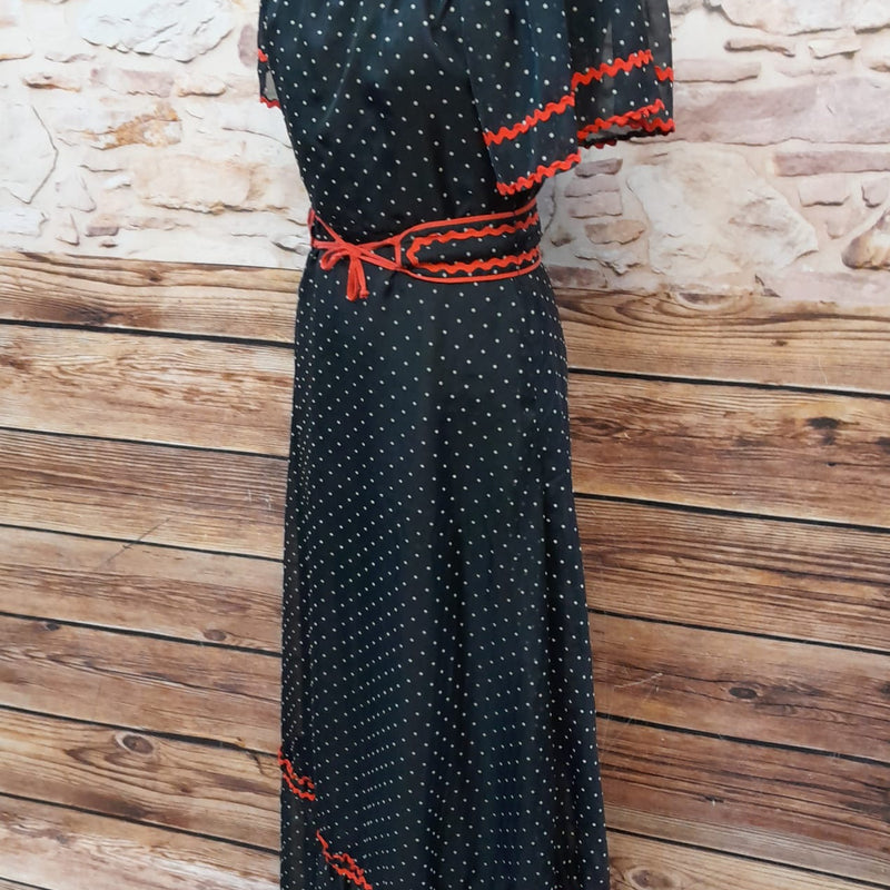 Vintage Polka-Dot Kleid mit roten Akzenten Gr.36