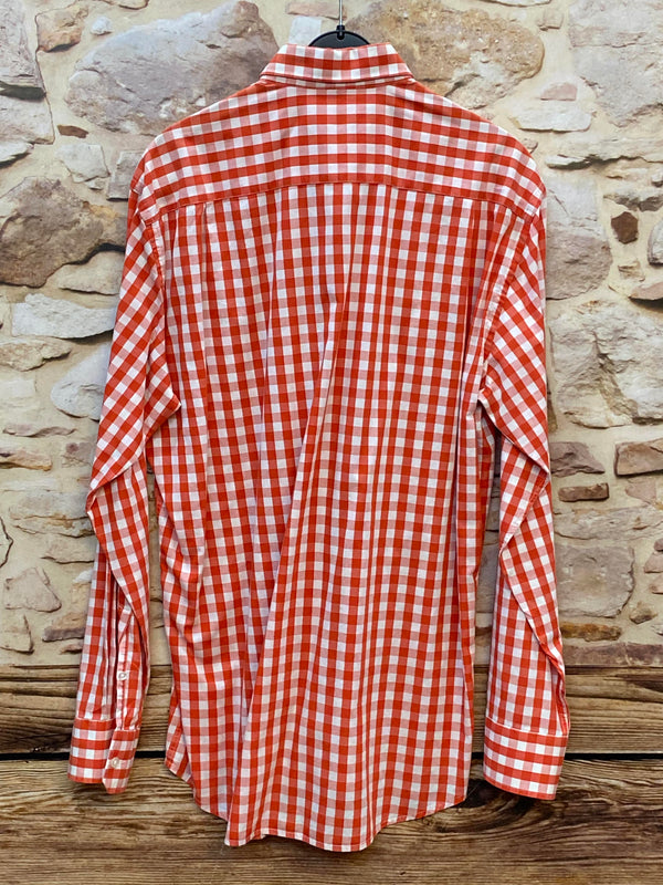 „Vintage Herrenhemd Redford rot weiß kariert im klassischen Landhausstil“