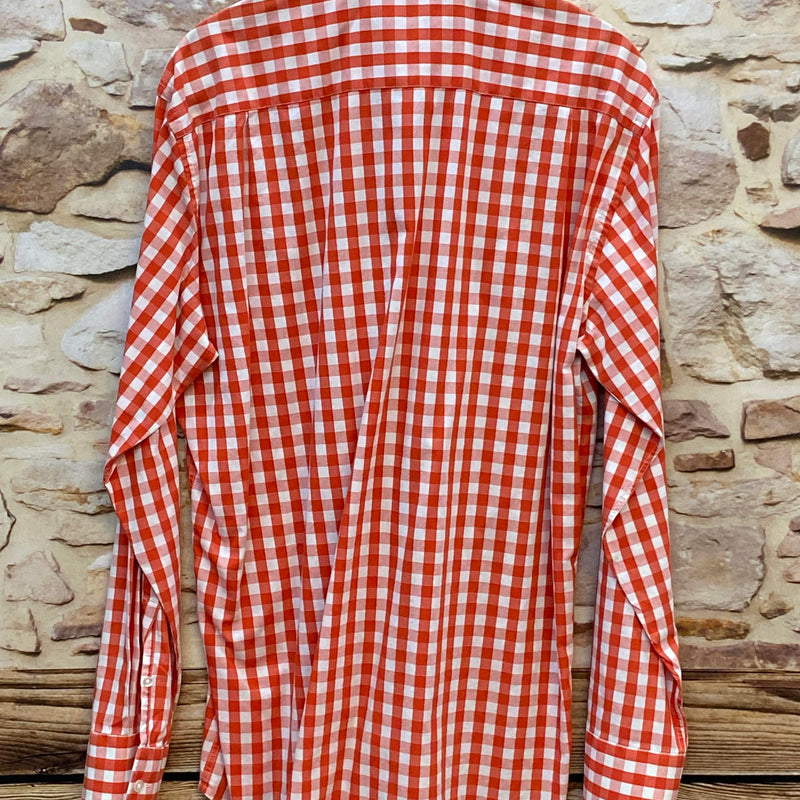 „Vintage Herrenhemd Redford rot weiß kariert im klassischen Landhausstil“