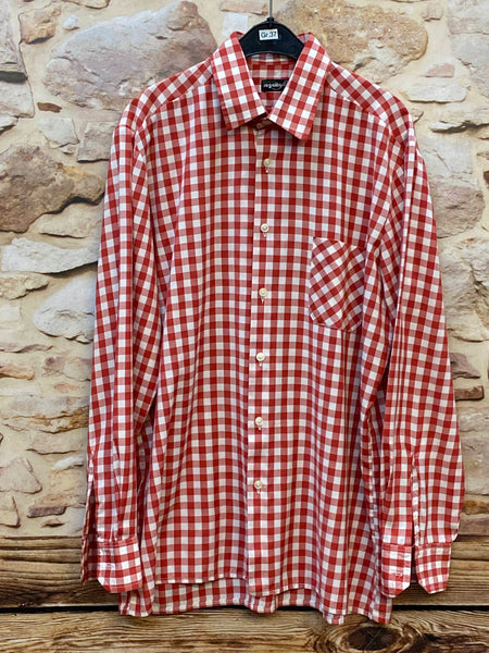 „Vintage Trachtenhemd Herren Regatta Style rot weiß kariert Langarm Größe 37“
