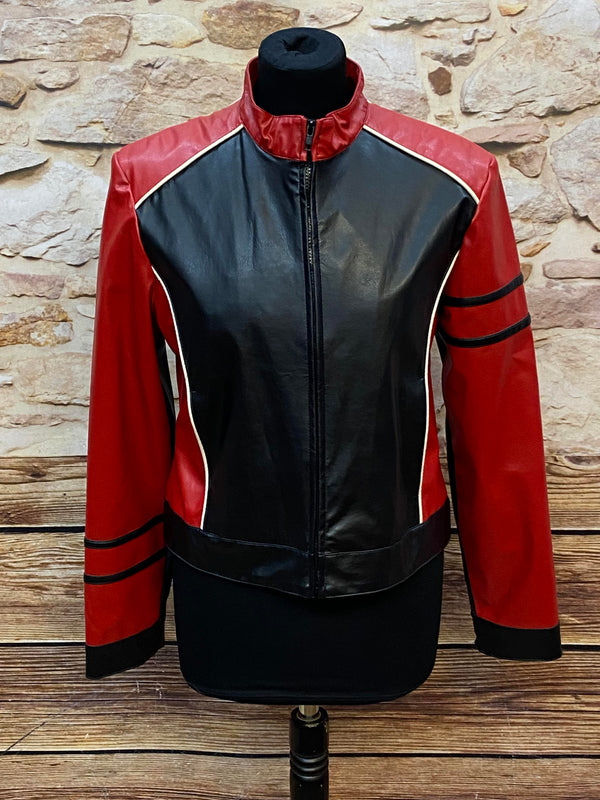 „Vintage Rockabilly Jacke Damen schwarz rot mit Stern Rückseite“