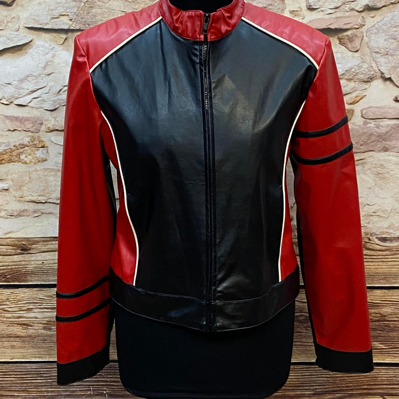 „Vintage Rockabilly Jacke Damen schwarz rot mit Stern Rückseite“