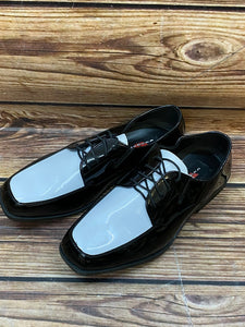 Schwarz und Weiß Vintage Style Rockabilly Schuhe, Swing Lackleder Gr.11,5