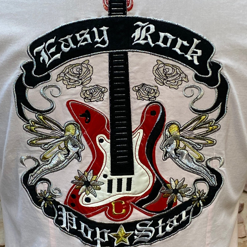 Rockabilly Vintage Hemd Shirt rosa mit Aufnäher Gr.M