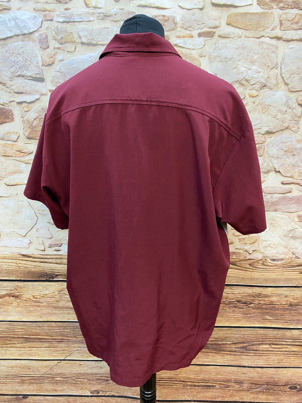 Herren Vintage Steady Last Call Weinrot/Grau Rockabilly Bowling Shirt Gr. XL