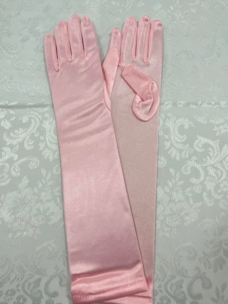 „Rosa lange Charleston Handschuhe im Satin-Look für 20er-Jahre-Outfits und Gatsby-Partys“