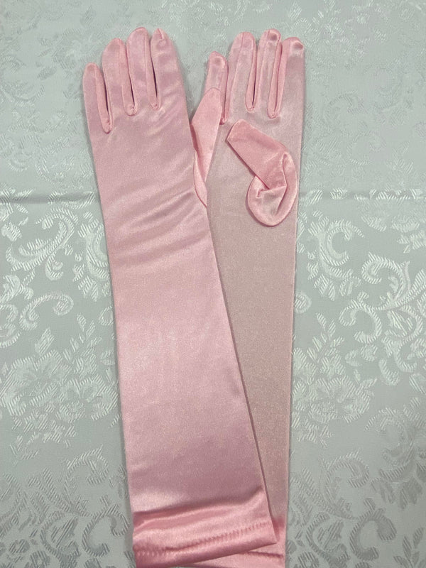 „Rosa lange Charleston Handschuhe im Satin-Look für 20er-Jahre-Outfits und Gatsby-Partys“