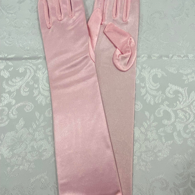 „Rosa lange Charleston Handschuhe im Satin-Look für 20er-Jahre-Outfits und Gatsby-Partys“