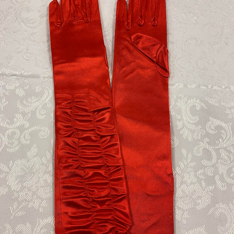 „Rote lange Charleston Handschuhe im Satin-Look für 20er-Jahre-Outfits und Gatsby-Partys“
