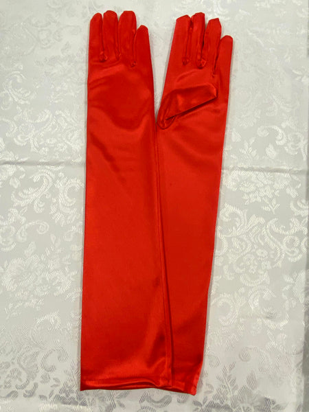 „Rote lange Charleston Handschuhe im Satin-Look für 20er-Jahre-Outfits“