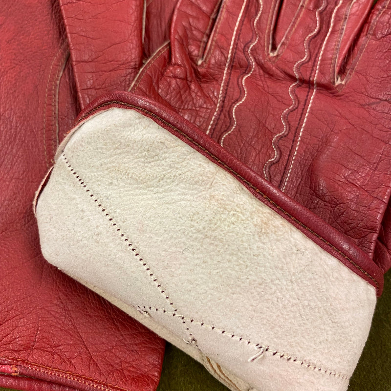 Kurze rote Lederhandschuhe für Damen , Vintage Gr.M