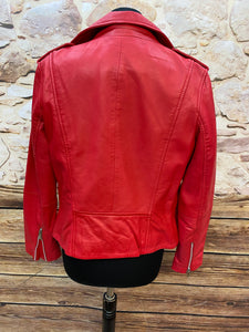 Rote, hochwertige Lederjacke mit Nieten Gr.M (38) Bikerjacke