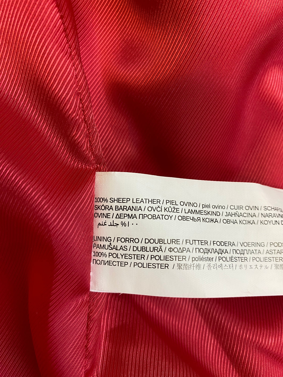 Veste en cuir rouge de haute qualité avec rivets veste de motard taille 38 