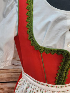 Vintage Dirndl mit Bluse und Schürze Gr.44 in rot