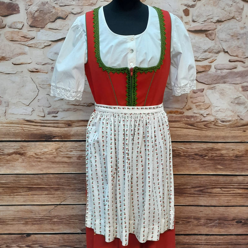 Vintage Dirndl mit Bluse und Schürze Gr.44 in rot