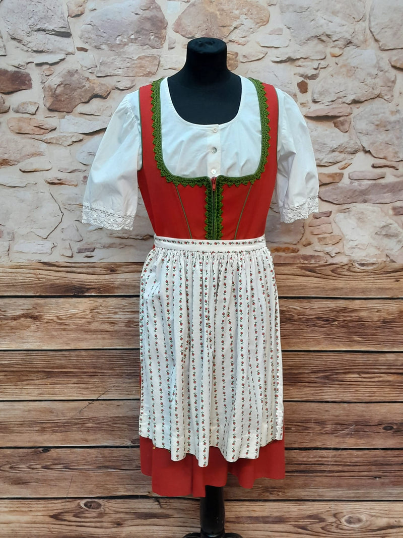 Vintage Dirndl mit Bluse und Schürze Gr.44 in rot