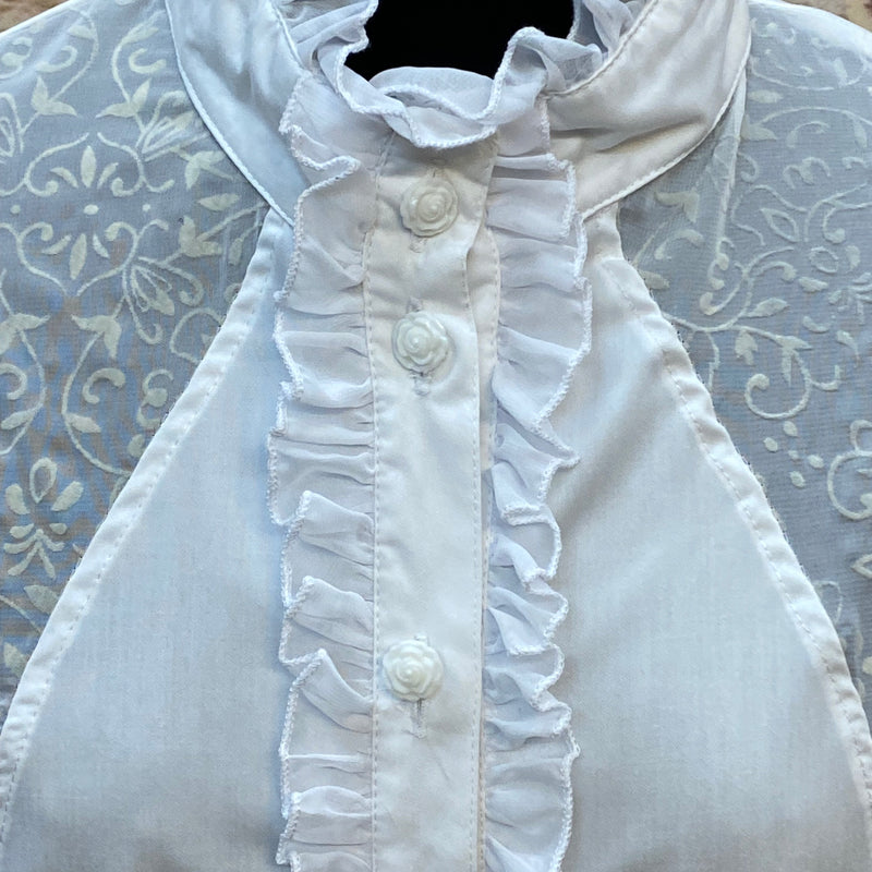 Rüschenbluse viktorianisch Stehkragen weiß Gr.XXL