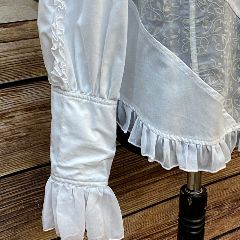 Rüschenbluse viktorianisch Stehkragen weiß Gr.XXL