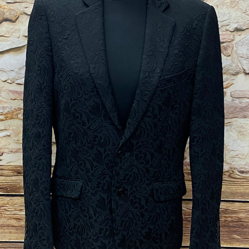 Schwarzes Broket-Sakko Jacke Herren Gr.48