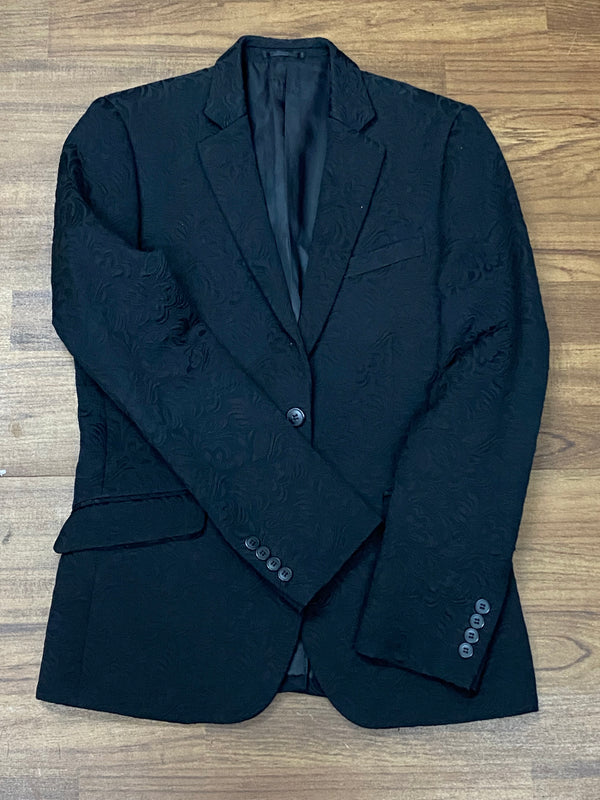 Schwarzes Brokat-Sakko Jacke Herren Gr.48, Ansicht 2