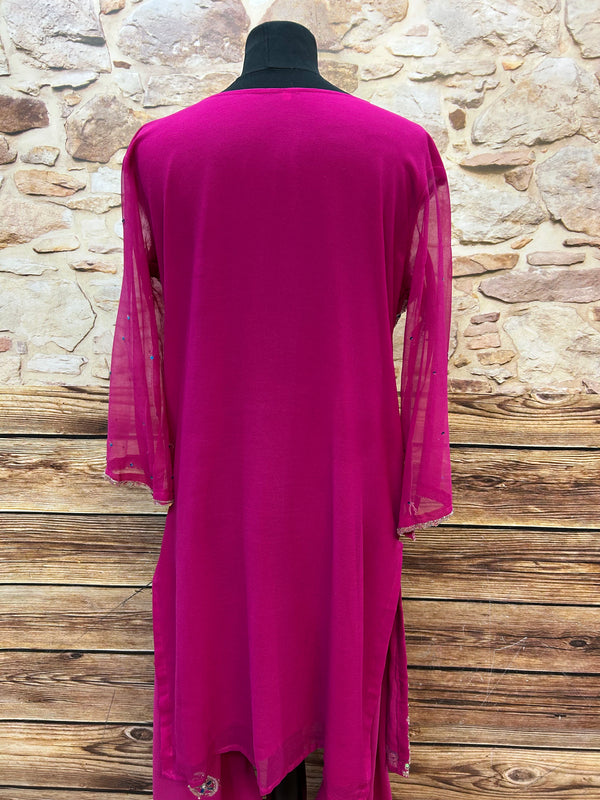 Elegantes Rosa Salwar Kameez – Festliche Pracht in Größe L