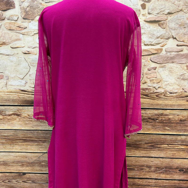Elegantes Rosa Salwar Kameez – Festliche Pracht in Größe L