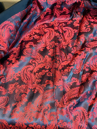 Bordeaux-Samtsakko mit schwarzem Schalkragen – Gr. 50
