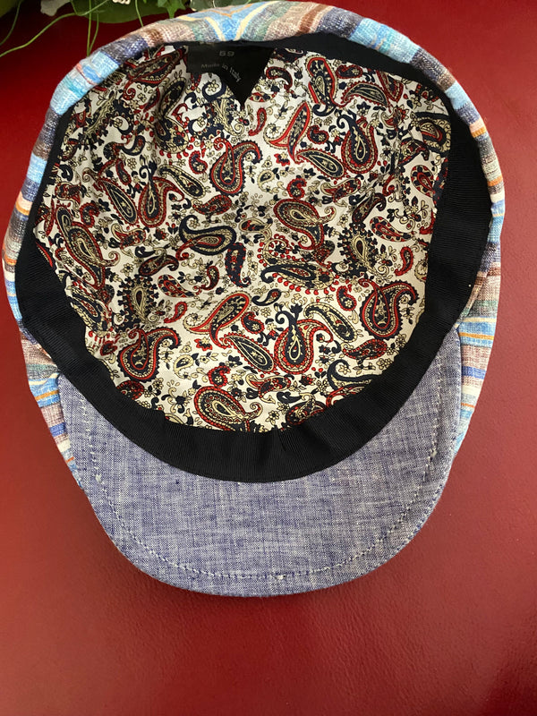 Sommer-Schiebermütze „Streifenmix“, Gr. 59 (Made in Italy)