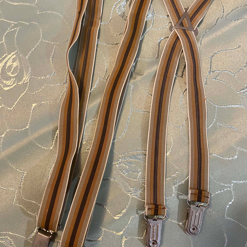 Schmale Vintage-Hosenträger in Braun-