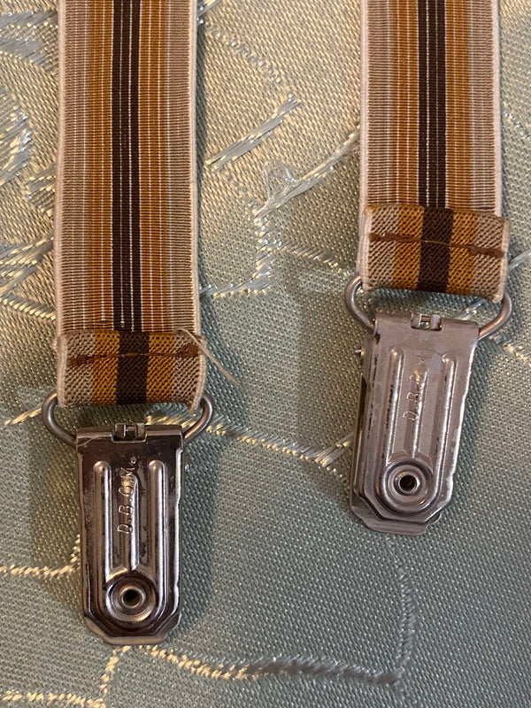 Schmale Vintage-Hosenträger in Braun- und Gelbtönen, Ansicht 3